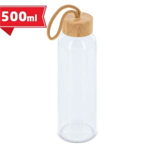 Botella publicitaria de cristal con tapn de bamb