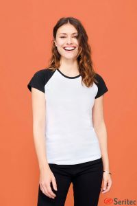 Camiseta mujer bicolor personalizable manga ragln