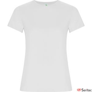Camiseta blanca entallada mujer de manga corta personalizada