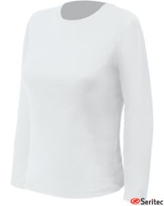 Camiseta bsica mujer manga larga en blanco personalizable