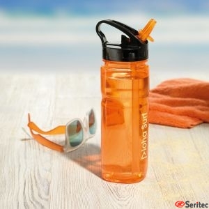 Botella de Tritan sin BPA publicitaria con pajita
