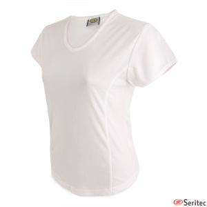 Camiseta dry & fresh blanca para mujer publicitaria