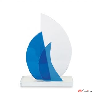Trofeo mediano veleros de cristal serigrafiado