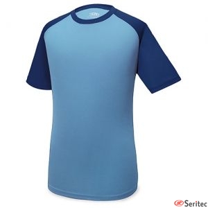 Camiseta tcnica combinada en azul personalizada