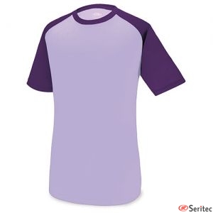 Camiseta tcnica combinada en lila personalizada