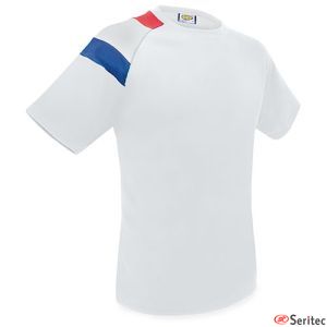 Camiseta blanca con la bandera de Francia para publicidad