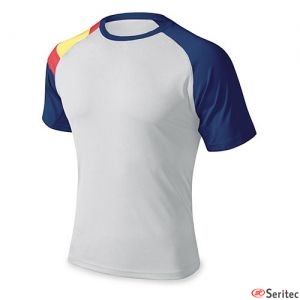 Camiseta tcnica combinada con bandera de Espaa personalizable