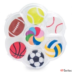 Set de gomas con forma de balones para personalizar
