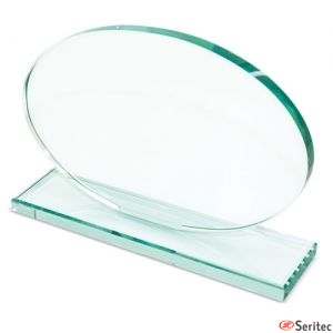 Trofeo de cristal ovalado personalizado