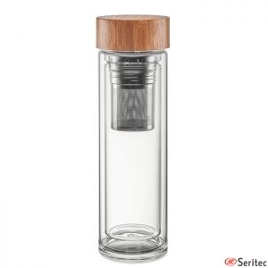 Botella de vidrio con infusor personalizada